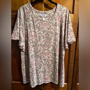 Denim & Co Women’s size 1X tunic t-shirt with flutter sleeves